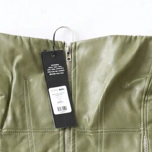 Fashion Nova Olive Faux Leather Corset Top Strapless Zip Front Size L NWT